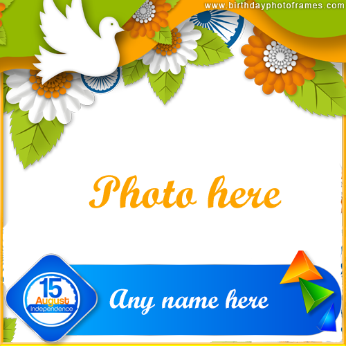 15 august wishes card with name and photo download