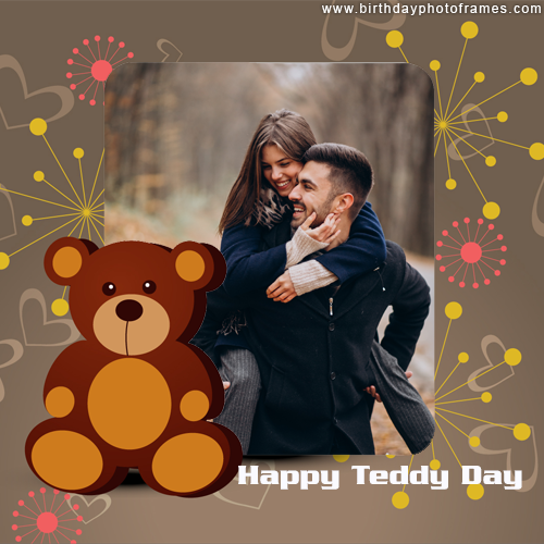 A teddy bear couple photo frame with beautiful picture on it