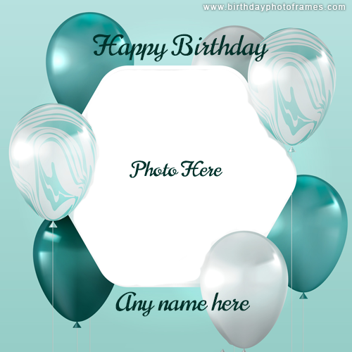 Balloons decorated Happy Birthday Photo frame with Name