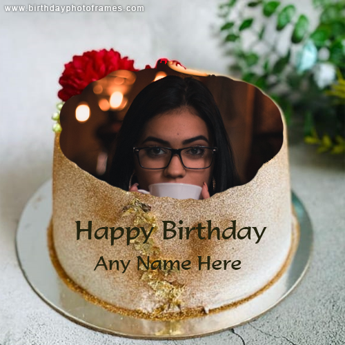 Beautiful Happy Birthday Cake with Name and Photo Edit