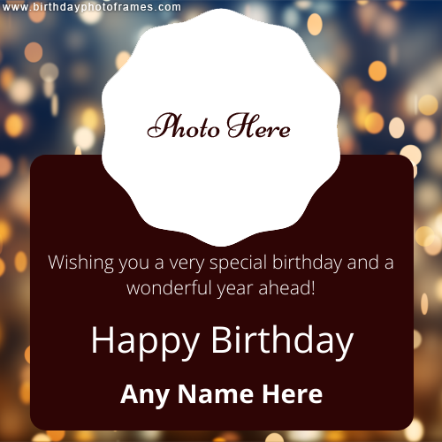 Beautiful Happy Birthday Card with Name and Photo Edit