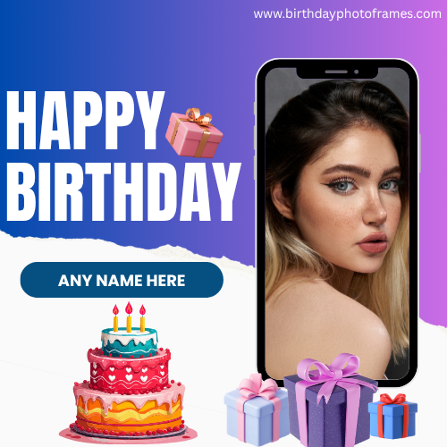 Birthday Card with Name and Photo Personalized Wishes Online