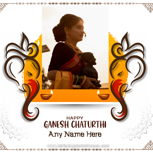 Create Happy Ganesh Chaturthi greeting with Name and photo