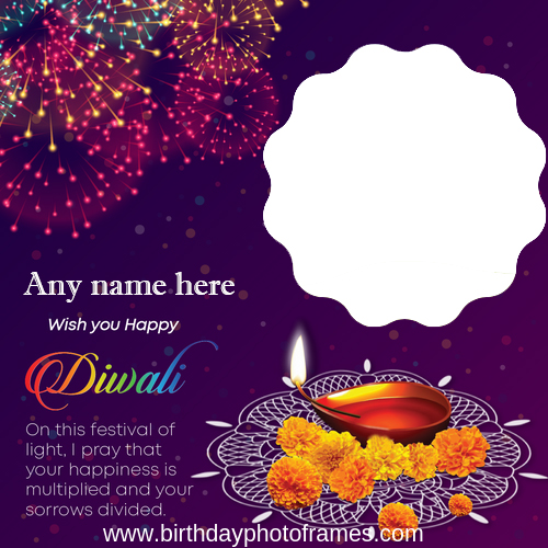 Diwali greeting card with name and photo