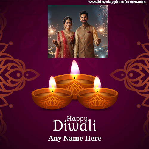 Free Diwali 2025 Wishes Greeting Card with Photo Frame