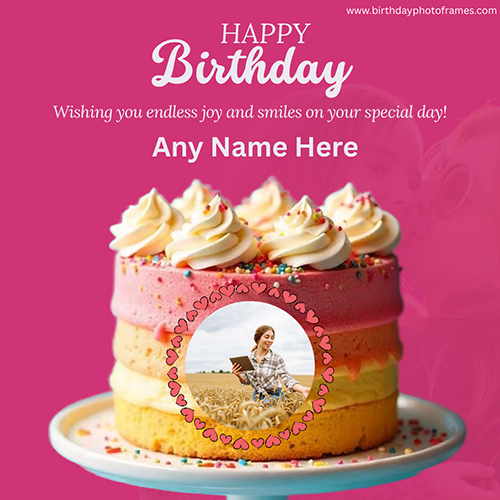 Free Edit Happy Birthday Cake with Name and photo Pic Online