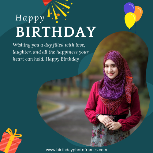 Free Edit Happy Birthday Card with Photo Frame