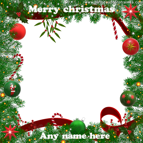 Free Merry Christmas card with Name and Photo Edit