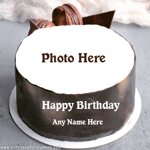 Happy Birthday Biscuit Chocolate Cake with Name and Photo Edit