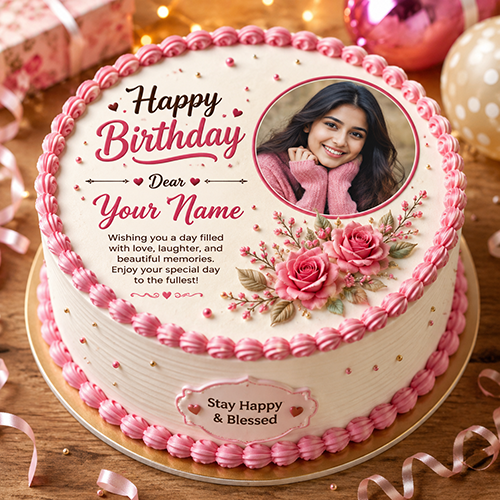 happy birthday cake with name and photo free edit online personalized birthday wishes cake