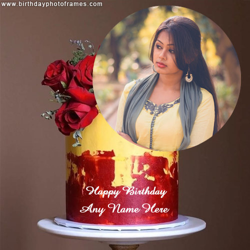 Happy Birthday Cake with Name and Photo Editor