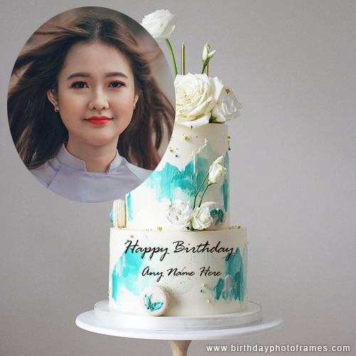 Happy Birthday Cake with name and photo Online for Free