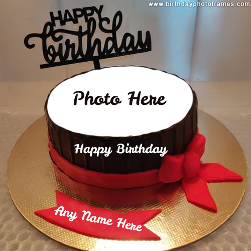 Happy Birthday Chocolate Cake with Name and Photo