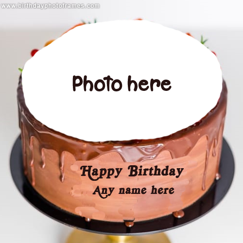 Happy Birthday Creamy Chocolate Cake With Name And Photo Edit Option