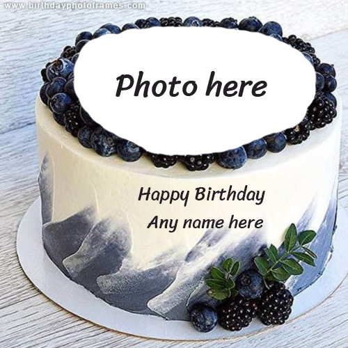Happy Birthday Fruit Cake with Name and Photo Edit Online