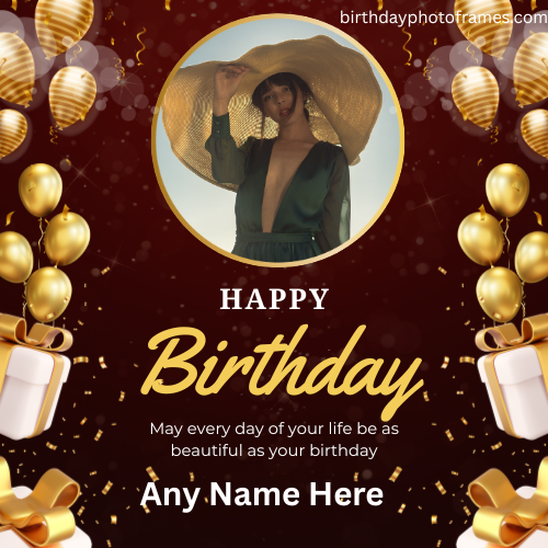 Happy Birthday Greeting Card With Name and Photo Online