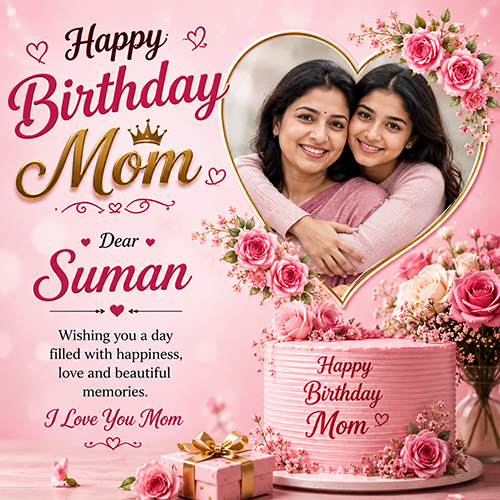 Happy Birthday Mom Wishes with Name and Photo Free Download