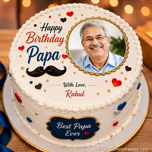 Happy Birthday Papa Cake with Name and Photo Online Free