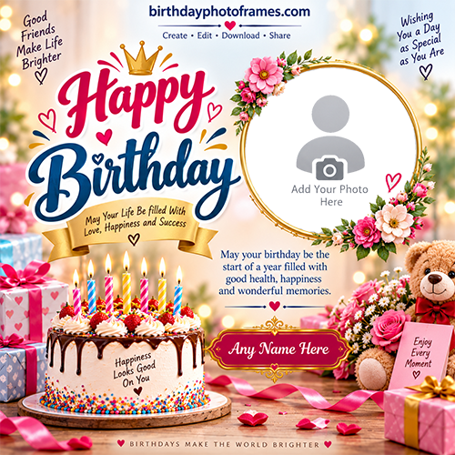 Happy Birthday Wishes Card with Name Editing Online