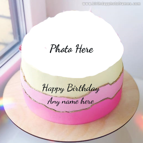 Happy Birthday wish cake with name and photo