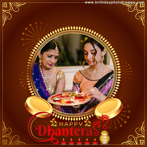 Happy Dhanteras 2023 Wishes Photoframe Free Edit with photo