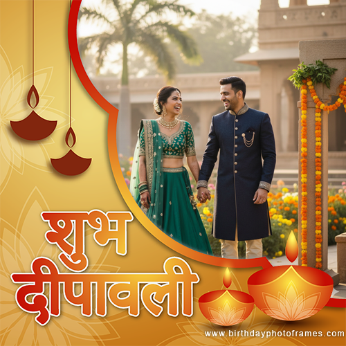 Happy Diwali Greetings Card with Photo Frame Free Online Editor 2025