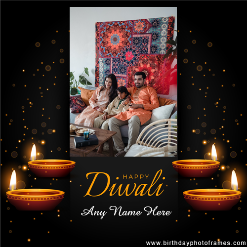 Happy Diwali Photoframe with Name Edit Card