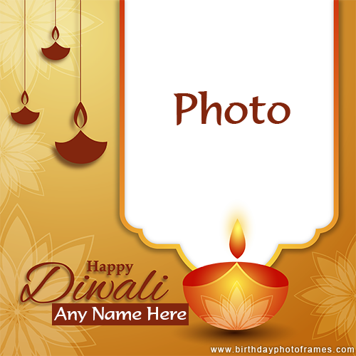 Happy Diwali greeting card with name and photo edit