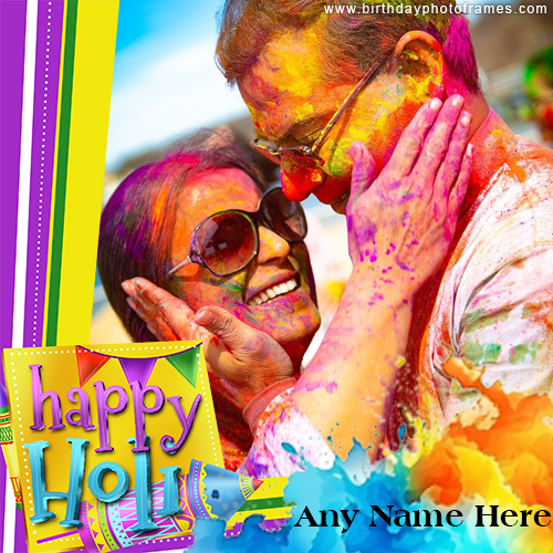 Happy Holi card with name and photo edit