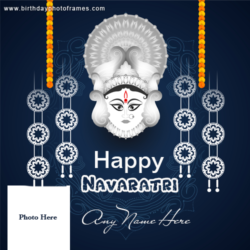 Happy Navaratri Wishes Card with Your Name and Pic Edit