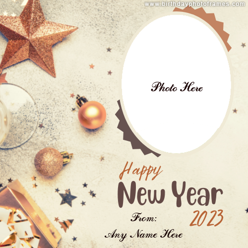 Happy New Year 2023 wish with name and photo editor
