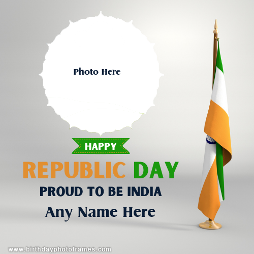 Happy Republic wish Card with Name and Photo Editor