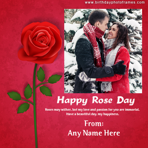 Happy Rose Day 2024 Card with Name and Couple photo Edit