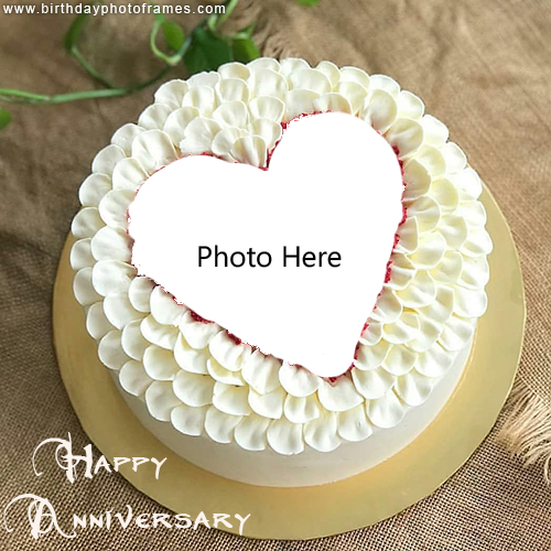 Happy anniversary cake with couple photo edit