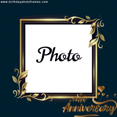 Happy anniversary photo frame card with couple photo edit