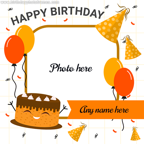Happy birthday card with name and photo Free Edit