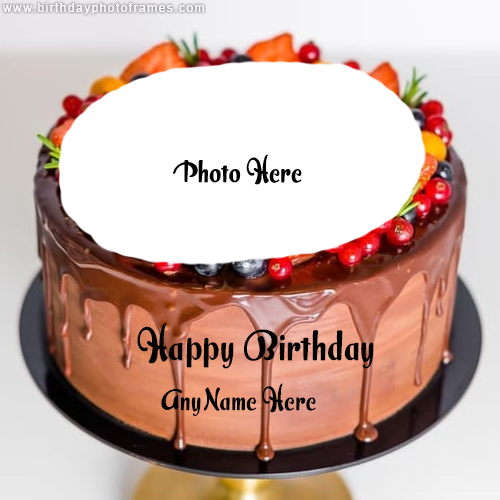 Happy birthday chocolate cake with photo edit and name