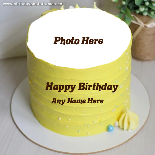 Happy birthday pearl cake with name and photo editer