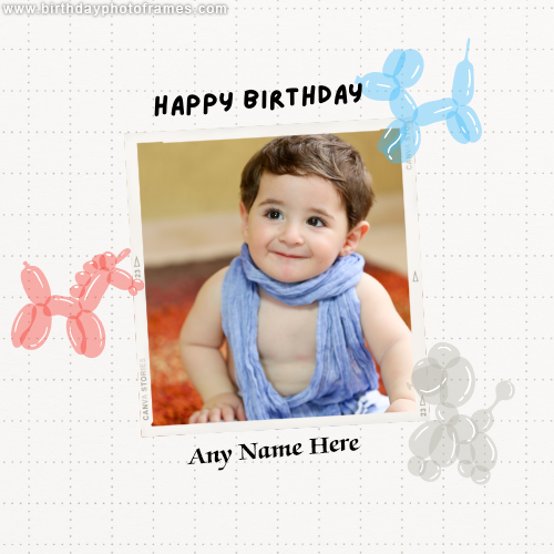 Happy birthday photo frame for baby boy