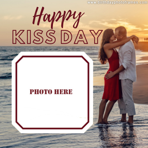 Happy kiss day card for 2022 wishes with photo edit