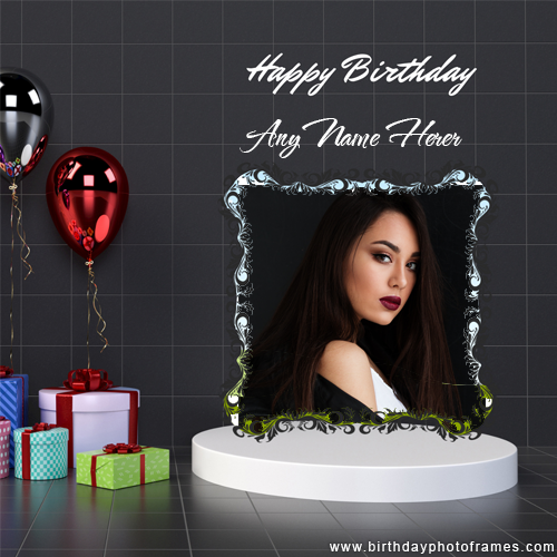 Make Happy birthday greeting card with name and photo edit