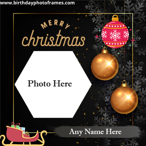 Merry Christmas Card With Name And Photo Edit