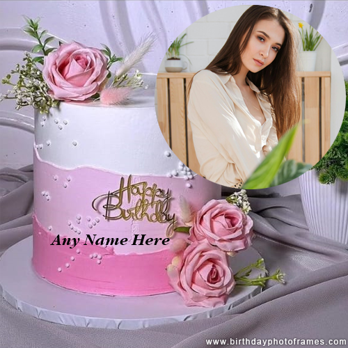 Online Beautiful Happy Birthday Cake with Name and Photo Edit