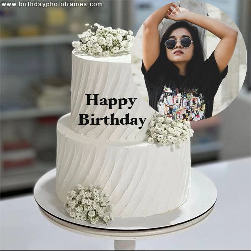 Online Happy Birthday Wishes Cake with Name and photo pic