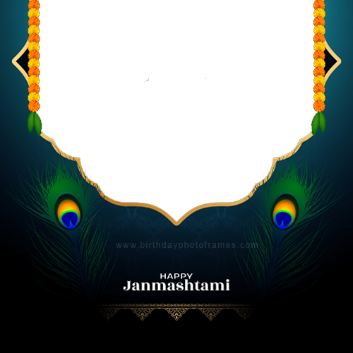 Online Happy Janmashatami wishes card with photo
