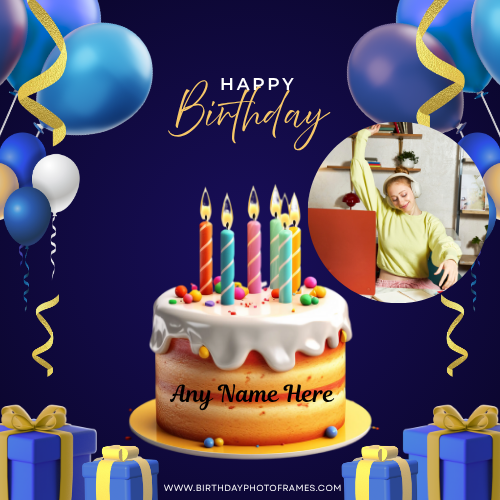 Personalized Birthday Cake with Name and Photo Free Editor