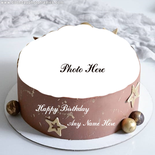 Star Birthday cake with name and photo free Edit