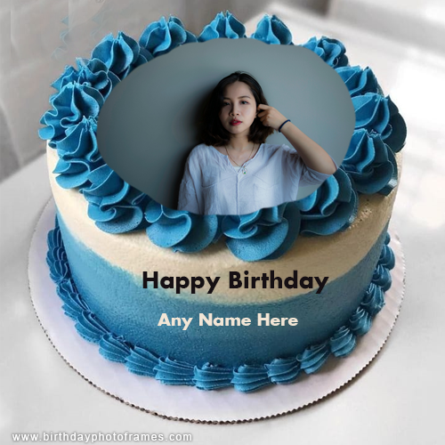 Unique Birthday Blessings cake with name and photo pic
