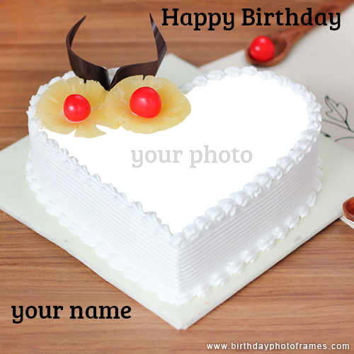 Write on Happy Birthday Cake with Name and Photo