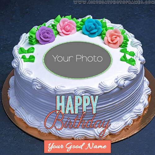 beautiful birthday cake with name and photo edit